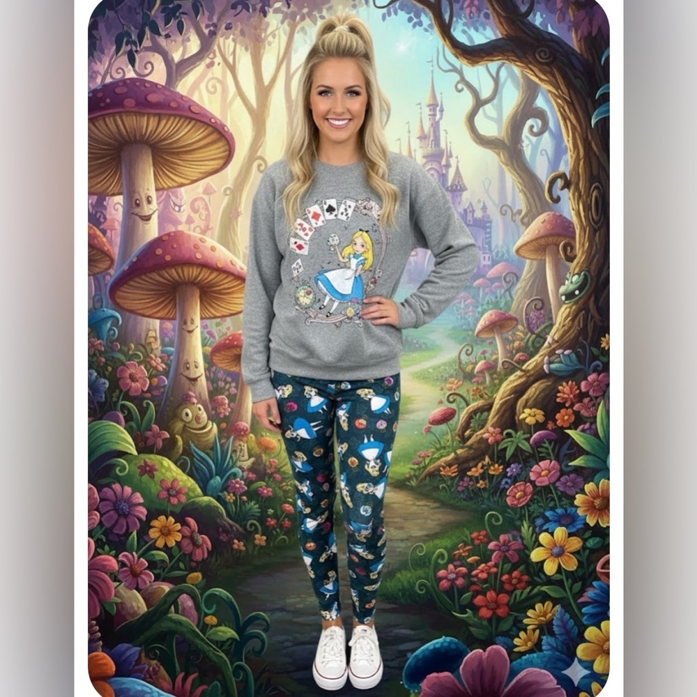 Lularoe Disney Alice in Wonderland Leggings - Size Large